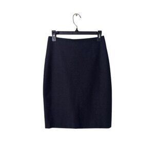 CALVIN KLEIN COLLECTION Navy Wool Blend Pencil Skirt Size 2 Cashmere Nylon Spand